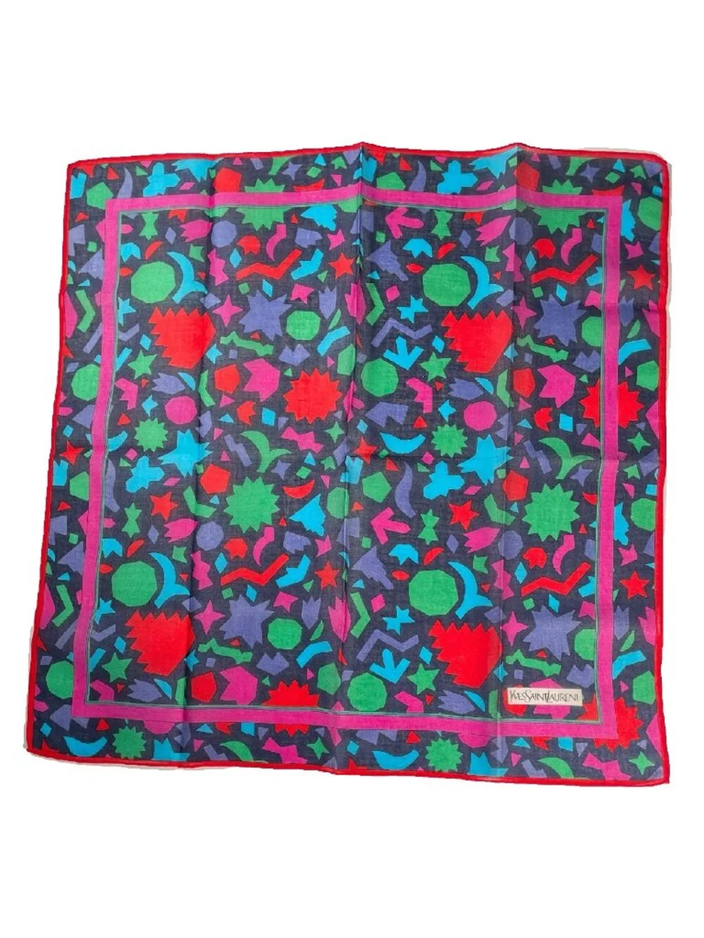 Vintage Yves Saint Laurent Lightweight Cotton Geometric Scarf